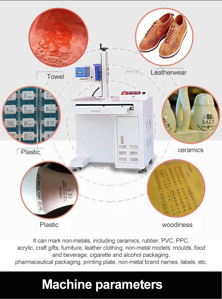 30w Co2 Laser Marking Machine 20W For Wood Glass Acrylic Nonmetal 10*110MM