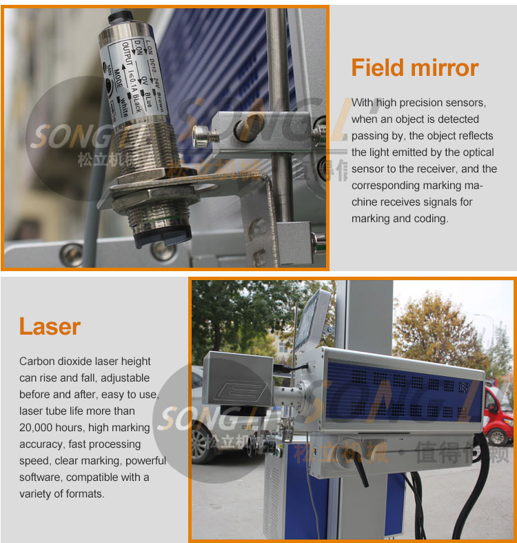 High Speed Flying CO2 Laser Marking Machine for Marking on Plastic Pipe Medicine Box